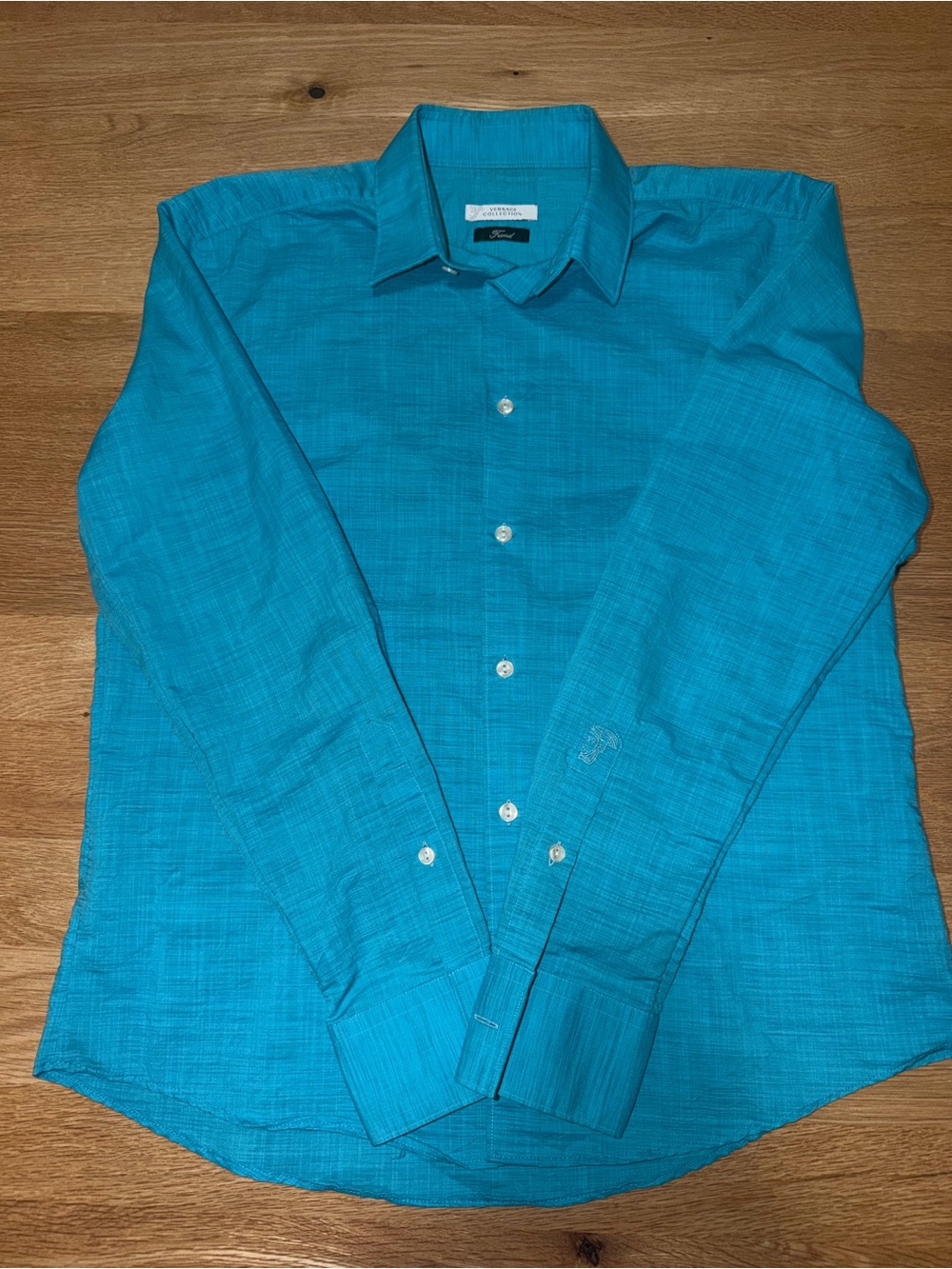 Versace Men's Dress Shirt in Teal
